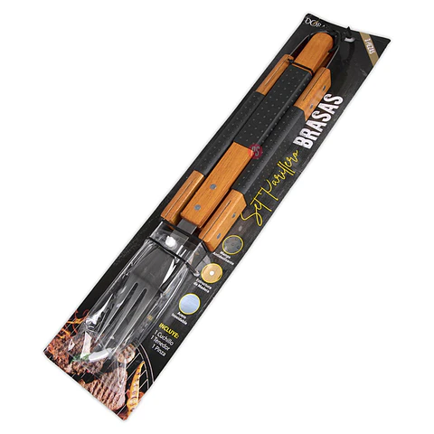 Set Parrillero 3 Piezas Acero Inoxidable Brasas - PS