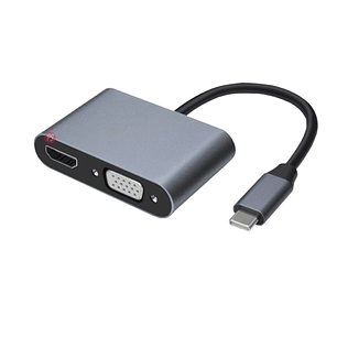 Hub Tipo-C 4 en 1 HDMI VGA PD USB 3.0 Aluminio - PS