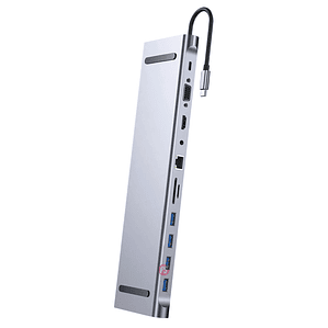 Hub Tipo-C 11 en 1 HDMI VGA USB RJ45 PD SD TF Audio - PS
