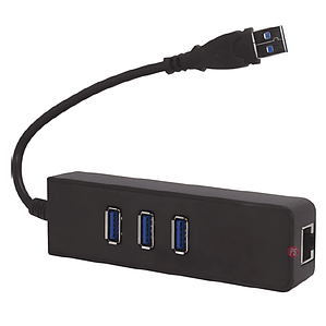 Mini Hub USB 3.0 3 Puertos + RJ45 Gigabit Plug & Play - PS