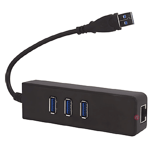 Mini Hub USB 3.0 3 Puertos + RJ45 Gigabit Plug & Play - PS