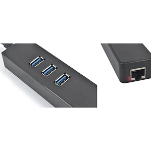 Mini Hub USB 3.0 3 Puertos + RJ45 Gigabit Plug & Play - PS