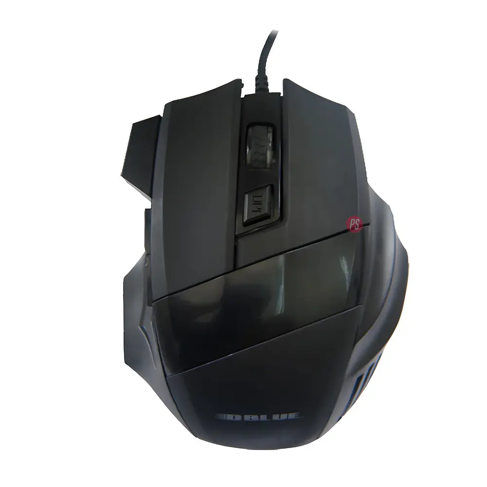 Gaming Mouse 1600 DPI USB con LED Azul Ergonómico - PS 1