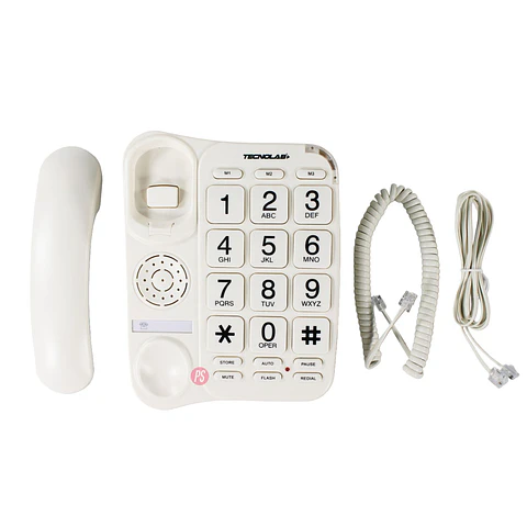 Teléfono Sobremesa 3 Teclas Rápidas con Memoria Blanco - PS