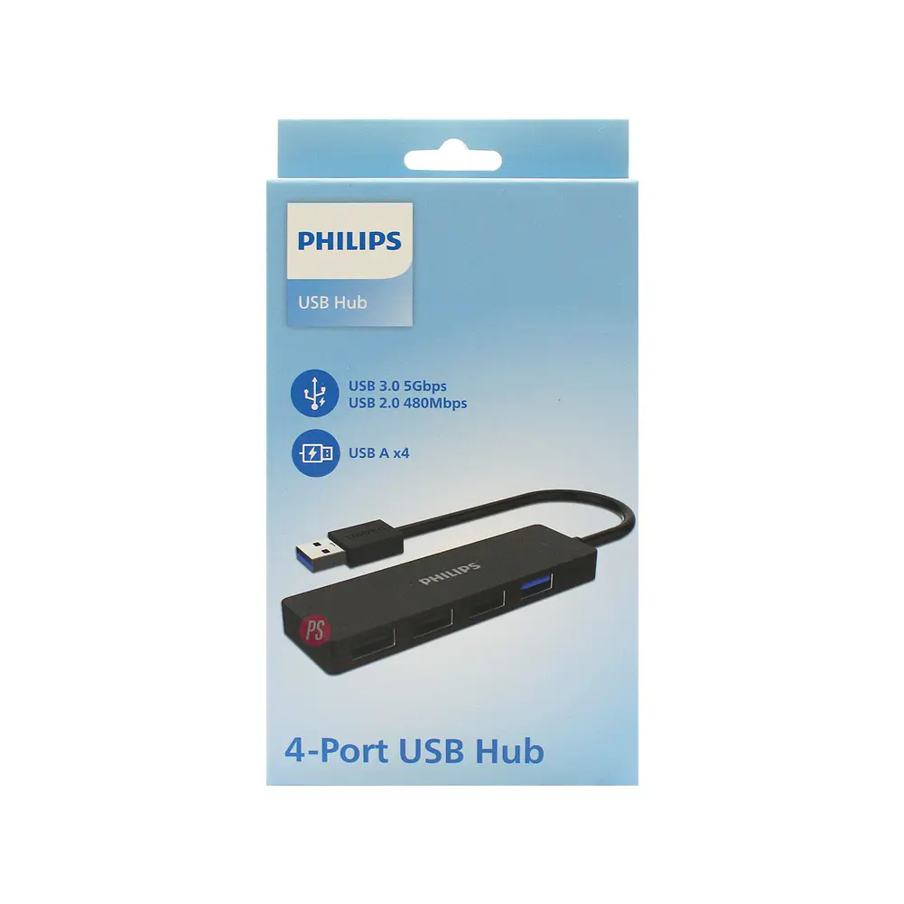 Hub Philips 4 Puertos USB 3.0 Alta Velocidad 5Gbps - PS 4