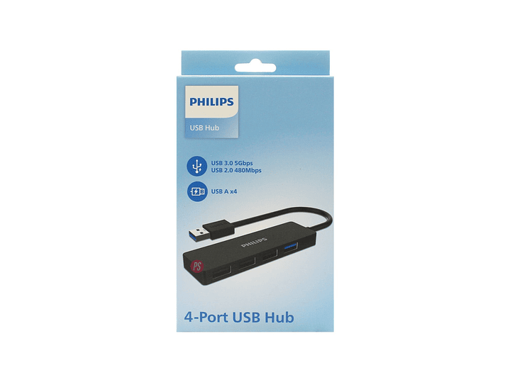 Hub Philips 4 Puertos USB 3.0 Alta Velocidad 5Gbps - PS 4