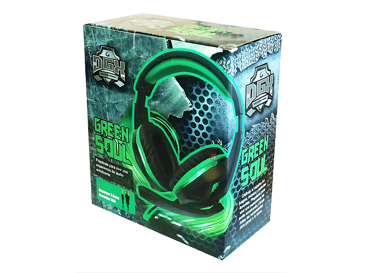 Audífonos Gamer DGX Green Soul Sonido Pro + Luz Verde - PS 2