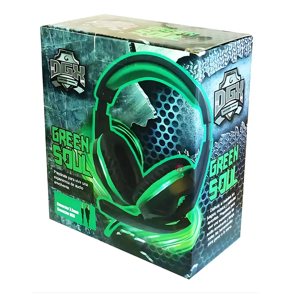 Audífonos Gamer DGX Green Soul Sonido Pro + Luz Verde - PS 2