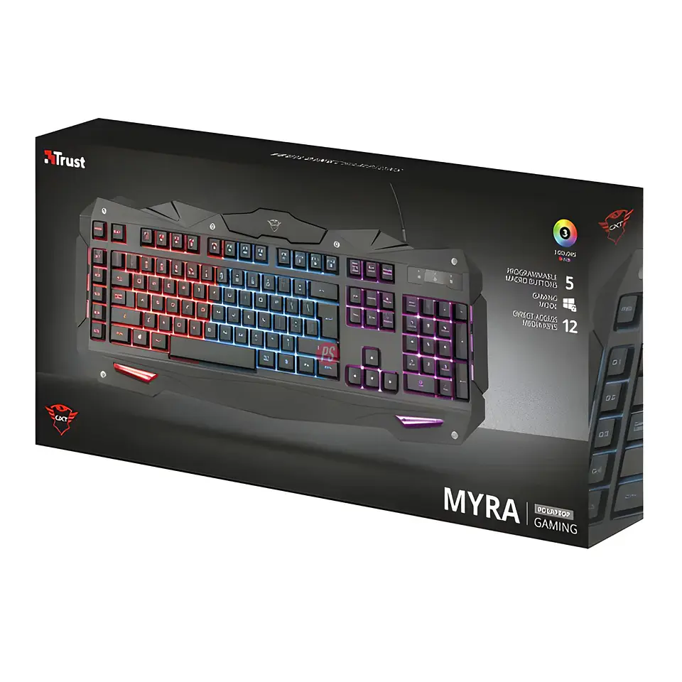 Teclado Gamer Trust GXT 840 Myra LED con Macros - PS 2