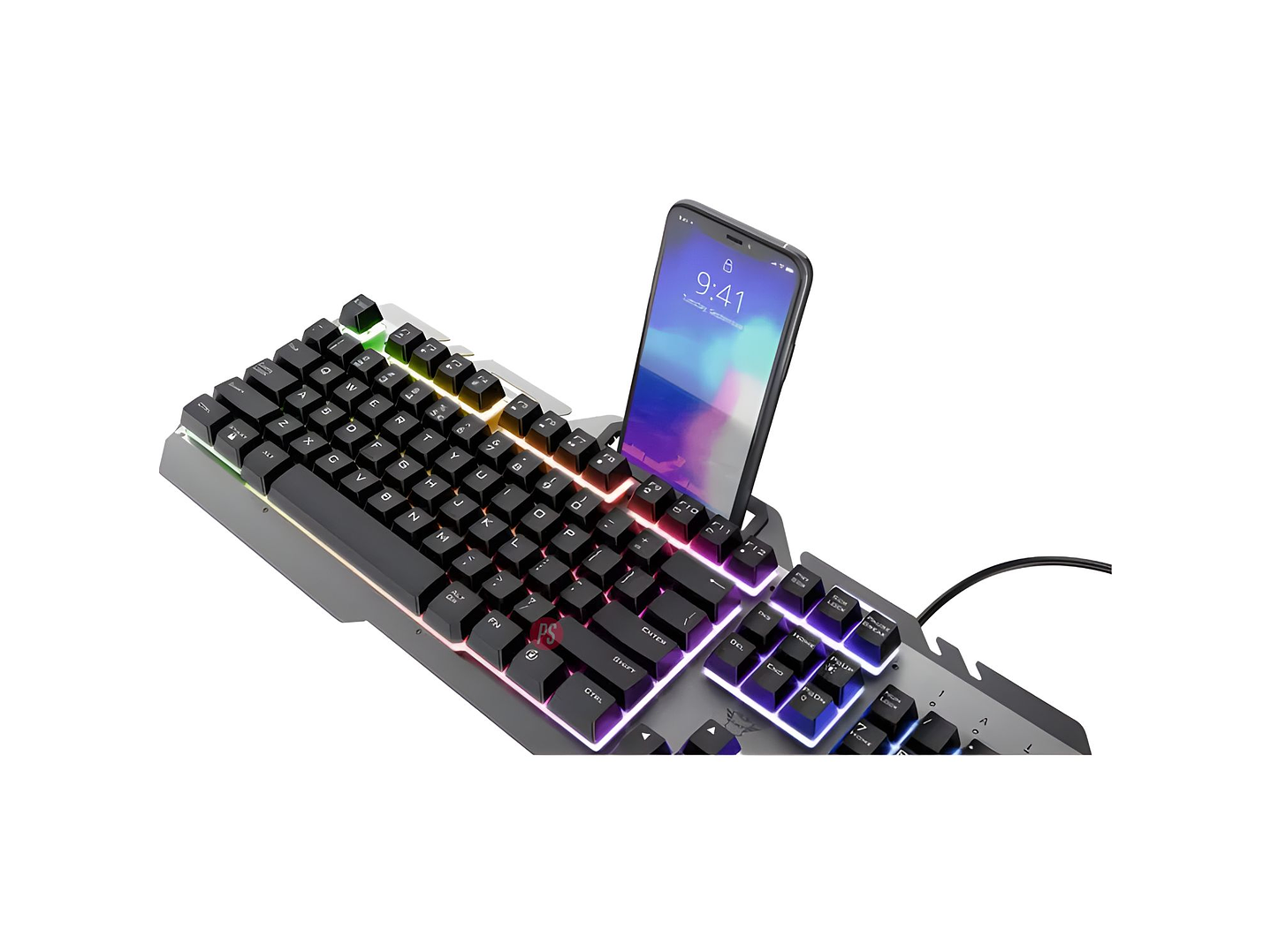 Teclado Gamer Trust GXT 853 Esca LED Rainbow Metálico - PS 2