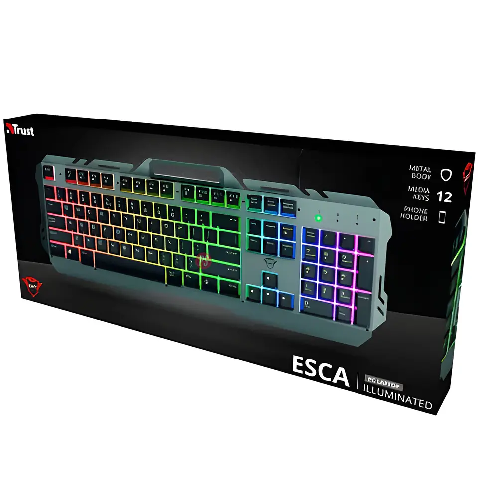 Teclado Gamer Trust GXT 853 Esca LED Rainbow Metálico - PS 5