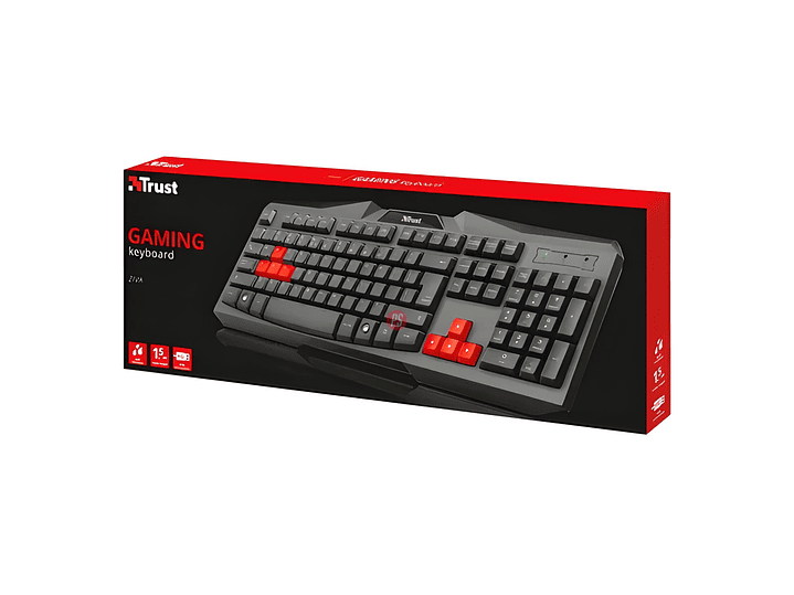 Teclado Gamer Trust Ziva Full Size con Teclas Rojas - PS 2