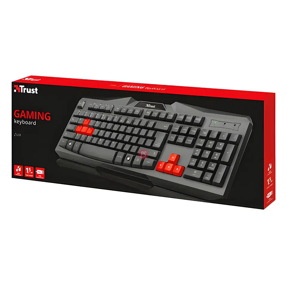 Teclado Gamer Trust Ziva Full Size con Teclas Rojas - PS 2