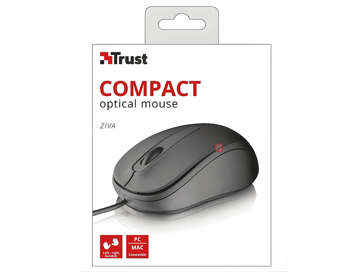 Mouse Ratón Trust Ziva Compacto 1000 DPI Ergonómico - PS 4