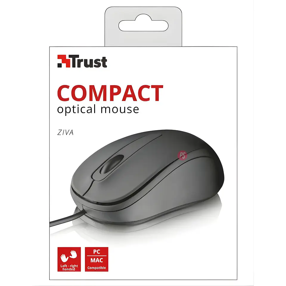 Mouse Ratón Trust Ziva Compacto 1000 DPI Ergonómico - PS 4