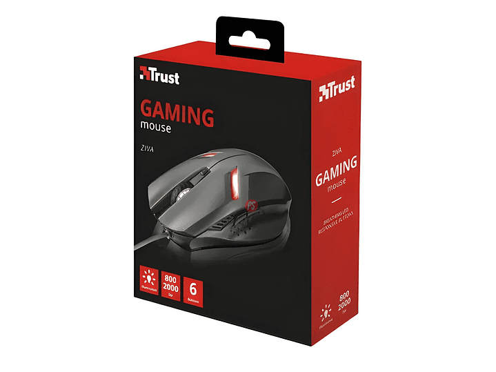 Mouse Gamer Trust Ziva 2000 DPI con LED Rojo - PS 4
