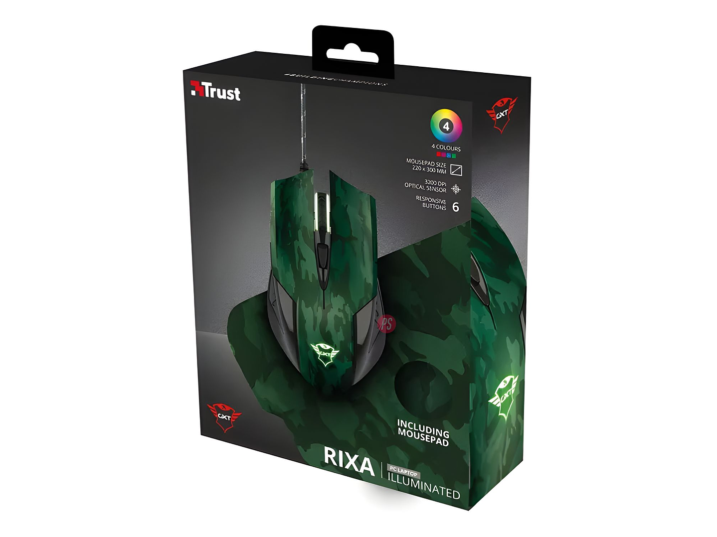 Mouse Gamer + Pad Trust GXT 781 Rixa Camo LED - PS 6