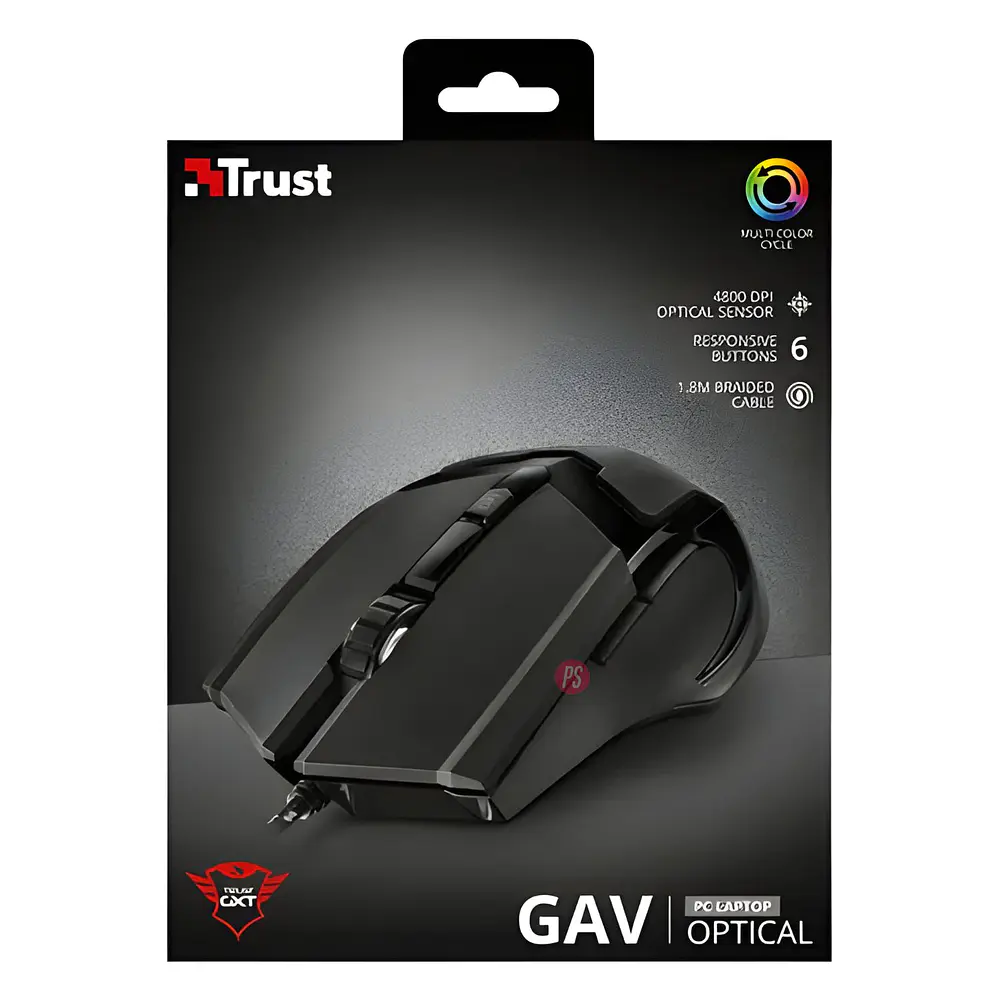 Mouse Gamer Trust GXT 101 Gav 4800 DPI LED - PS 5