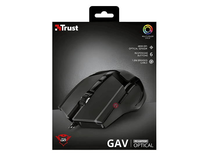 Mouse Gamer Trust GXT 101 Gav 4800 DPI LED - PS 5