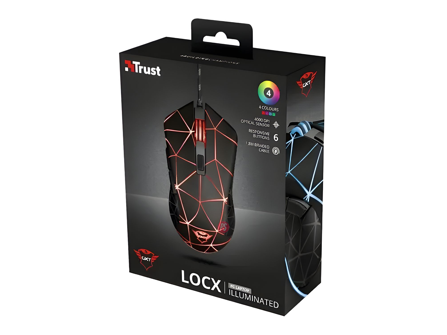 Mouse Gamer Trust GXT 133 Locx RGB 4000 DPI 6 Botones - PS 5