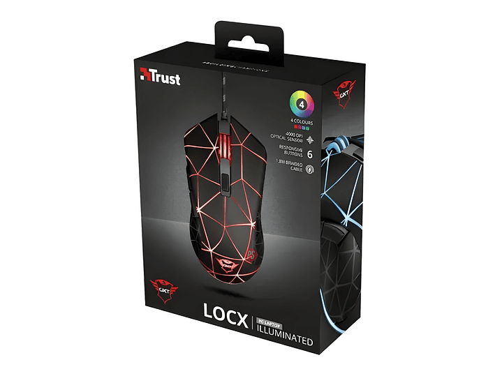 Mouse Gamer Trust GXT 133 Locx RGB 4000 DPI 6 Botones - PS 5