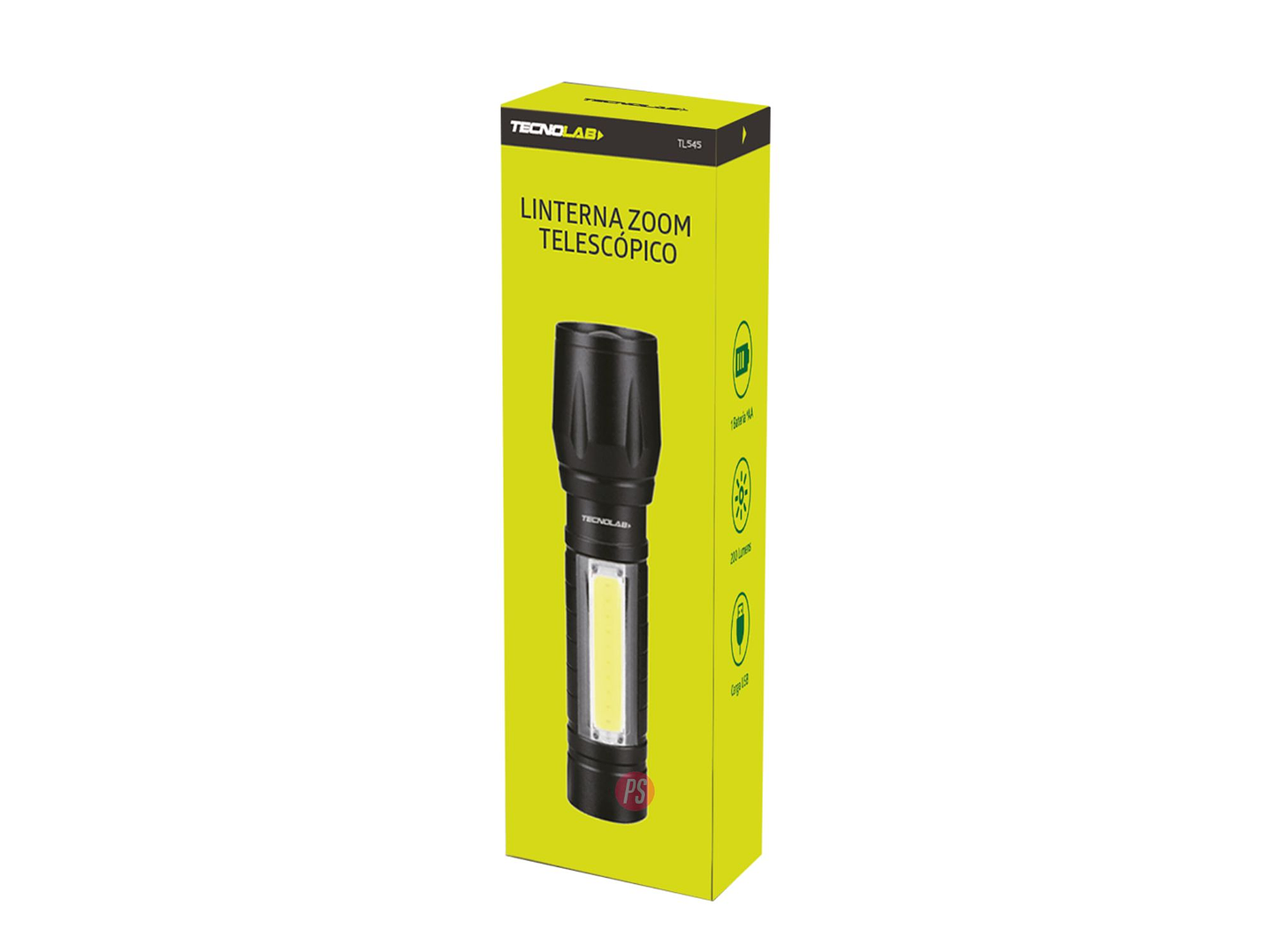 Linterna Zoom 300Lm USB Recargable 3 Modos LED 9cm - PS 4