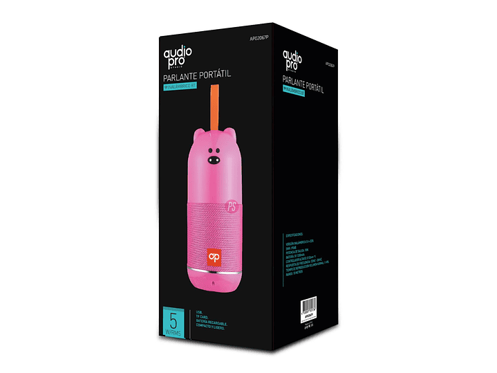 Parlante Oso Rosado BT Portátil 5W con USB/SD - PS 2