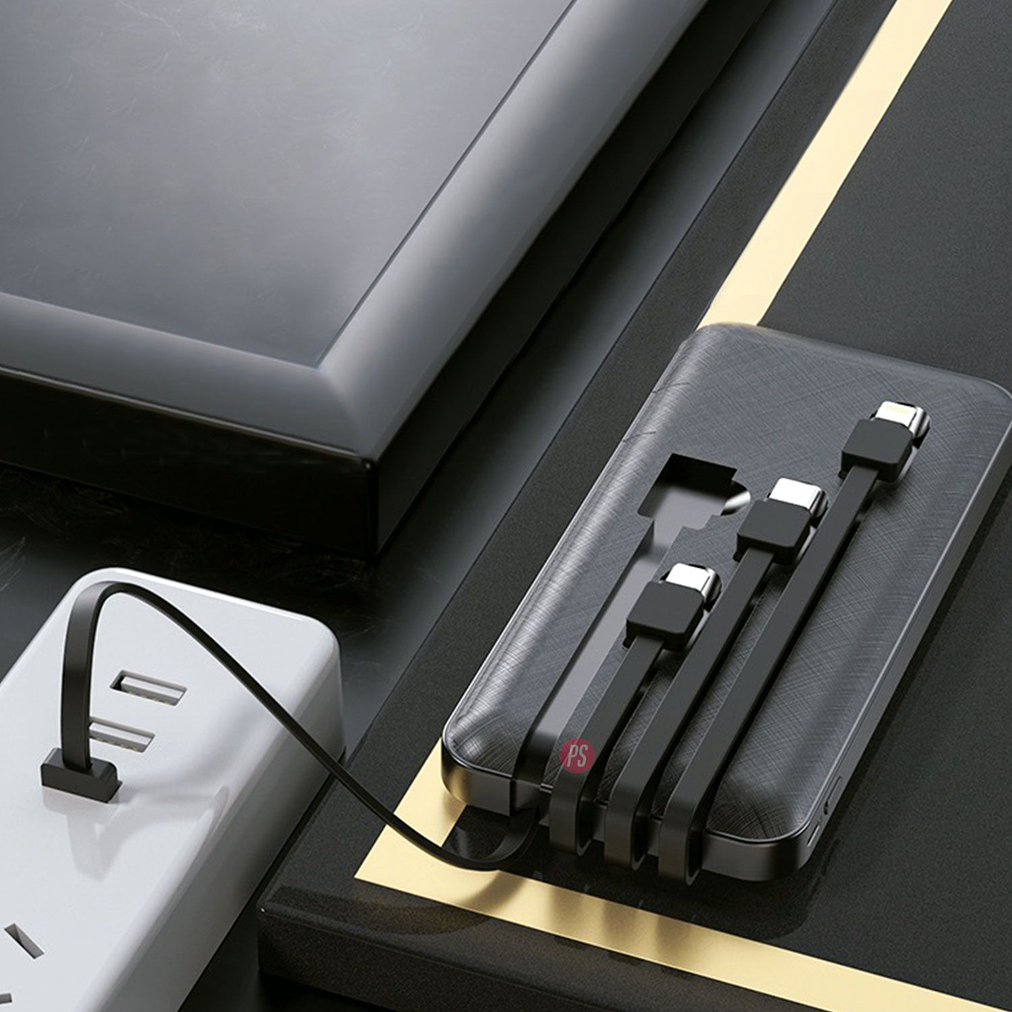 Powerbank 5000mAh Pocket Energy con 4 Cables y Linterna - PS 4