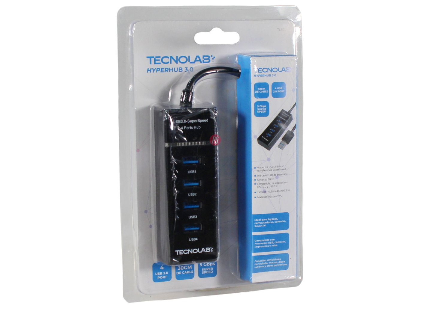 Hub USB SuperSpeed 4 Puertos 5Gbps con Protección y LED - PS 3