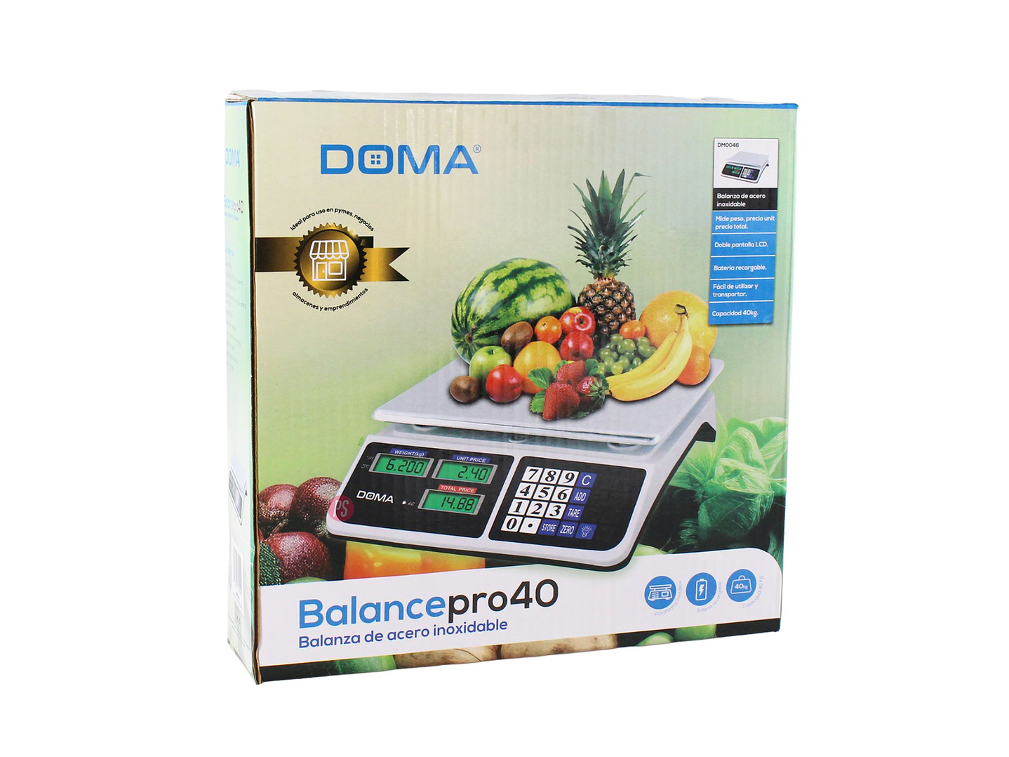 Balanza Digital 40 kg Almacenes Recargable Inoxidable - PS 4