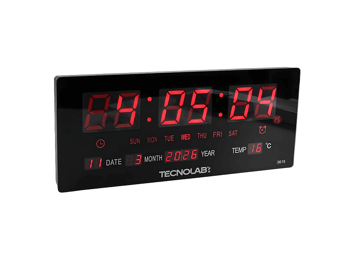 Reloj Mural Digital con Calendario y Temperatura 12-24H - PS 1