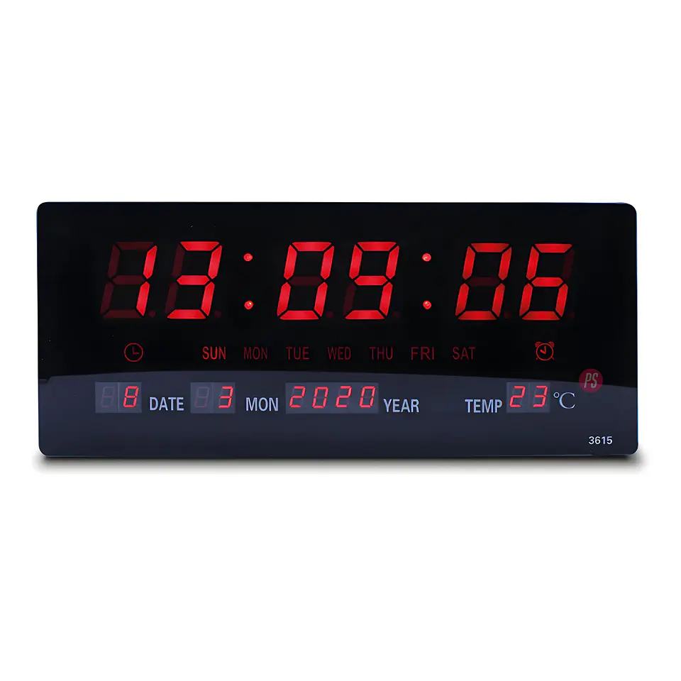 Reloj Mural Digital con Calendario y Temperatura 12-24H - PS 2
