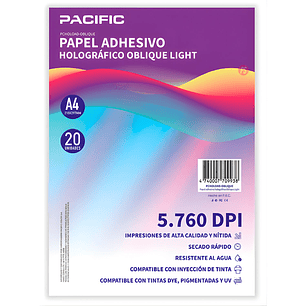 Papel Adhesivo Holografico 20 Hojas Oblique Light A4 - PS