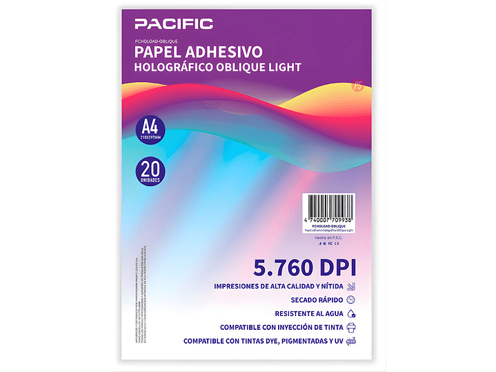 Papel Adhesivo Holografico 20 Hojas Oblique Light A4 - PS 1