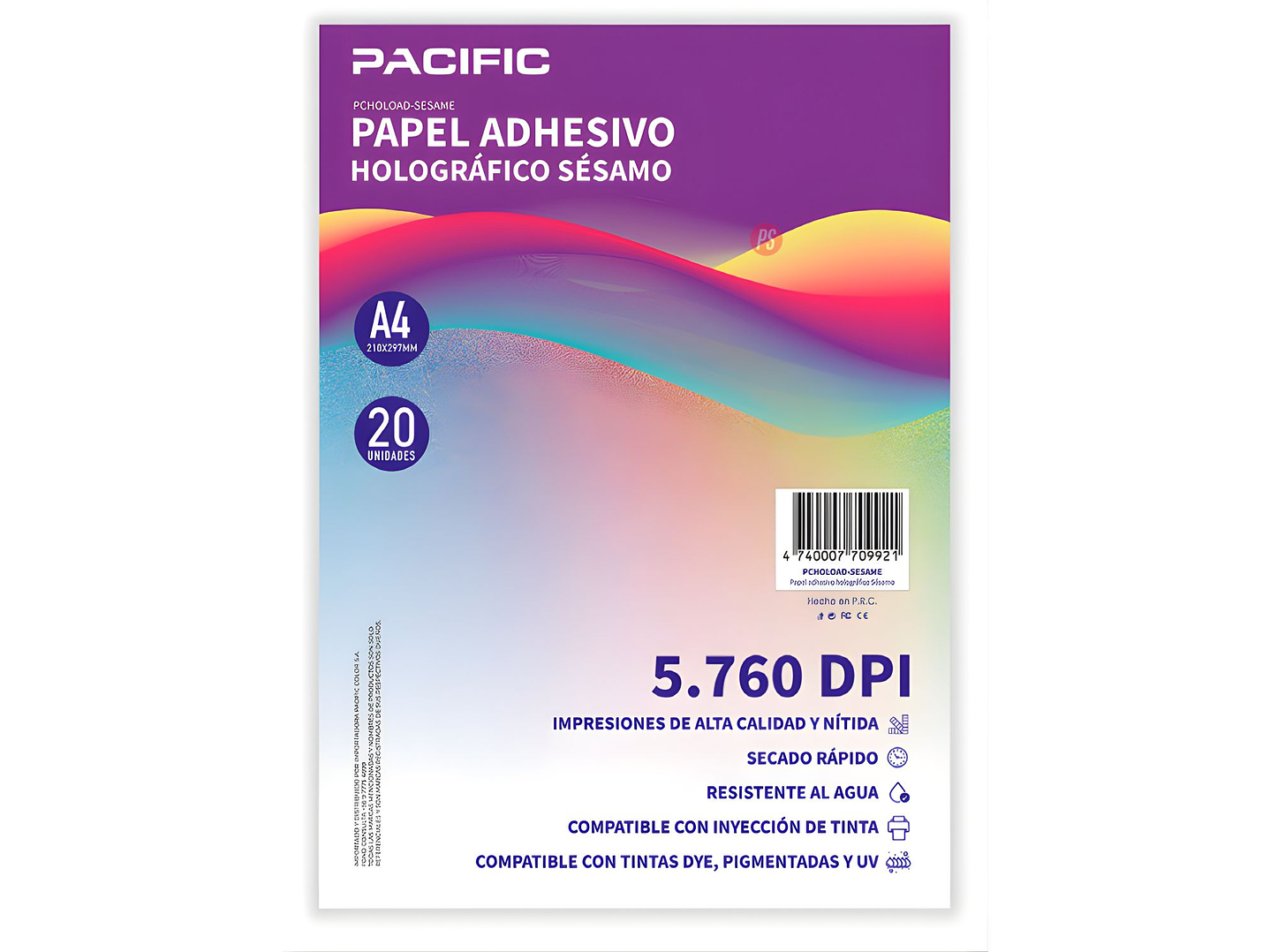 Papel Adhesivo Holografico 20 Hojas Sésamo A4 - PS 1