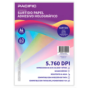 Papel Adhesivo Holografico 60 Hojas Surtido A4 - PS
