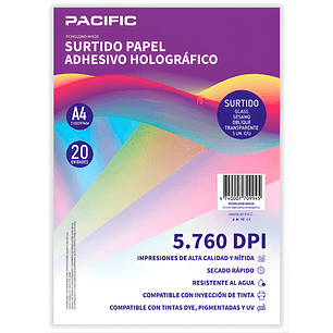 Papel Adhesivo Holografico 20 Hojas Surtido A4 - PS