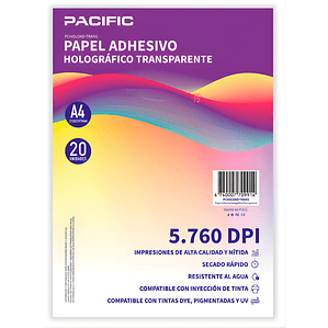 Papel Adhesivo Holografico 20 Hojas Transparente A4 - PS