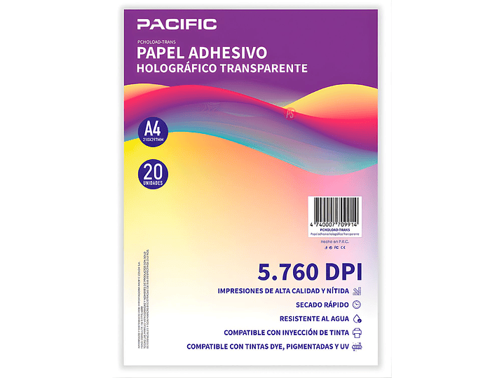 Papel Adhesivo Holografico 20 Hojas Transparente A4 - PS 1