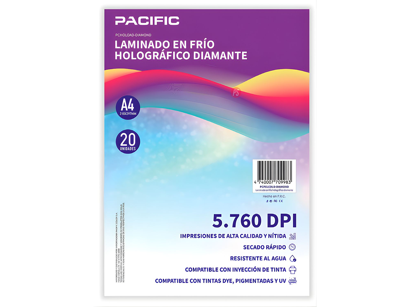 Laminado Frio Holografico 20 Hojas Diamante A4 - PS 1
