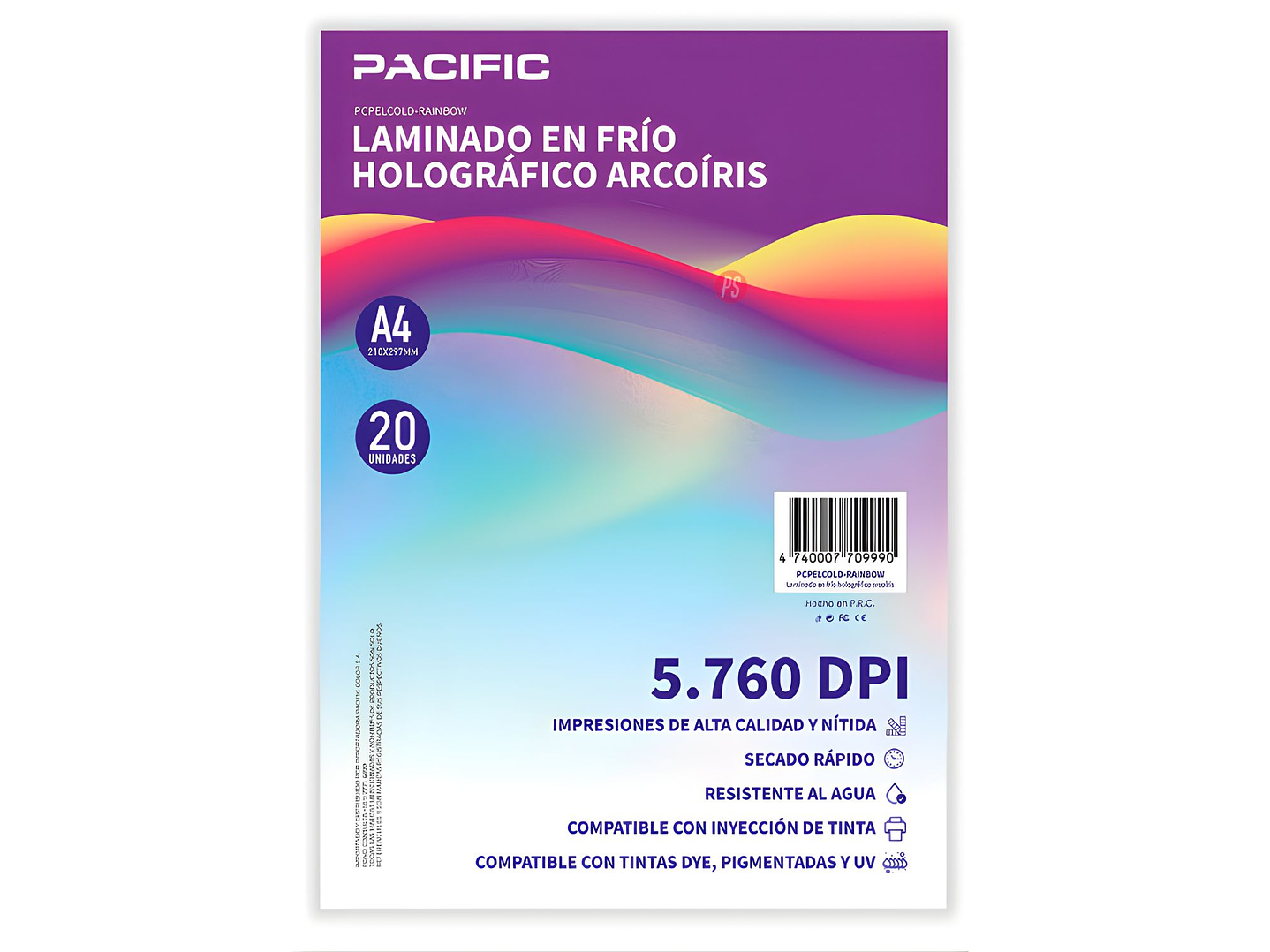 Laminado Frio Holografico 20 Hojas Arcoiris A4 - PS 1