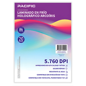 Laminado Frio Holografico 20 Hojas Arcoiris A4 - PS