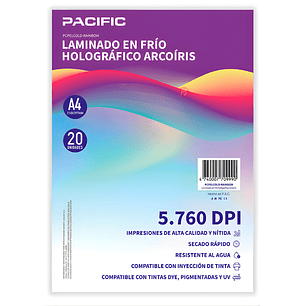 Laminado Frio Holografico 20 Hojas Arcoiris A4 - PS