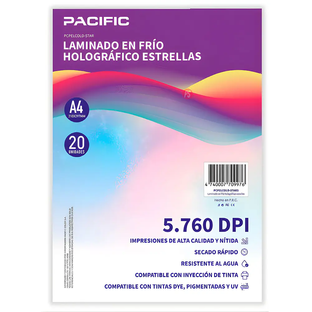 Laminado Frio Holografico 20 Hojas Estrellas A4 - PS 1