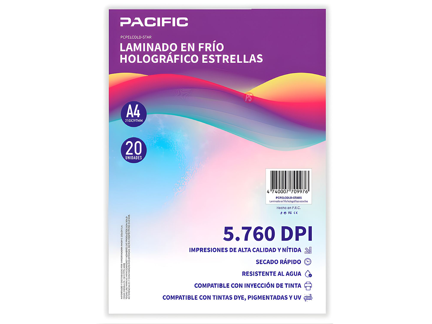 Laminado Frio Holografico 20 Hojas Estrellas A4 - PS 1