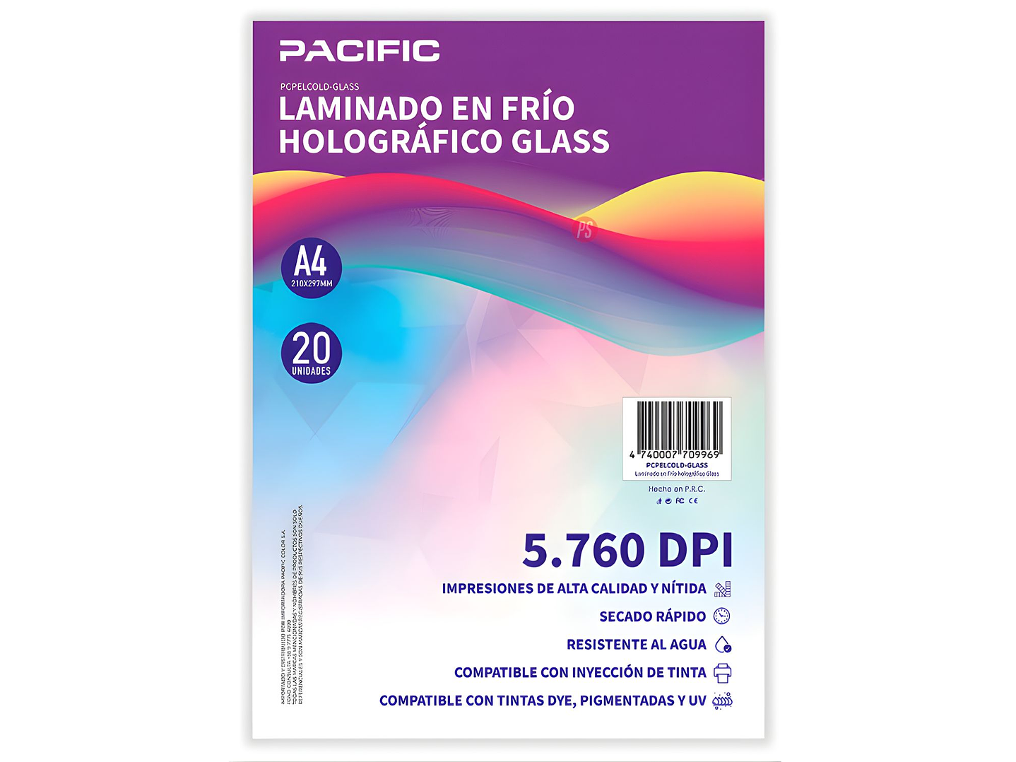Laminado Frio Holografico 20 Unidades Glass A4 - PS 1
