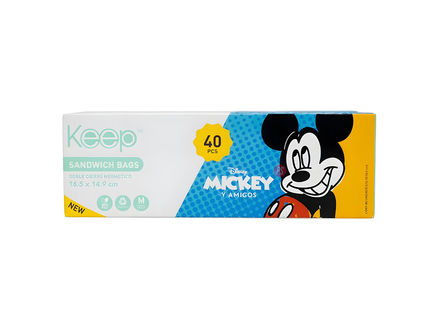 Bolsas Sandwich Mickey 40 Unidades Cierre Hermetico - PS 3