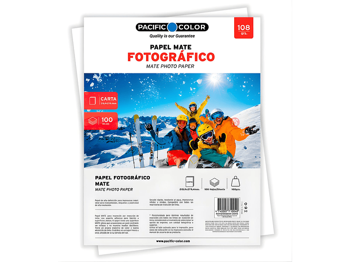Papel Fotografico Mate Carta 108g 100 Hojas Inkjet - PS 1
