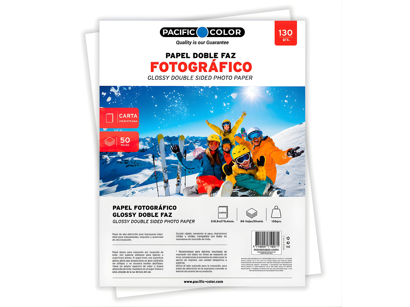 Papel Fotografico Glossy Doble Cara Carta 130g 50 Hojas - PS 1