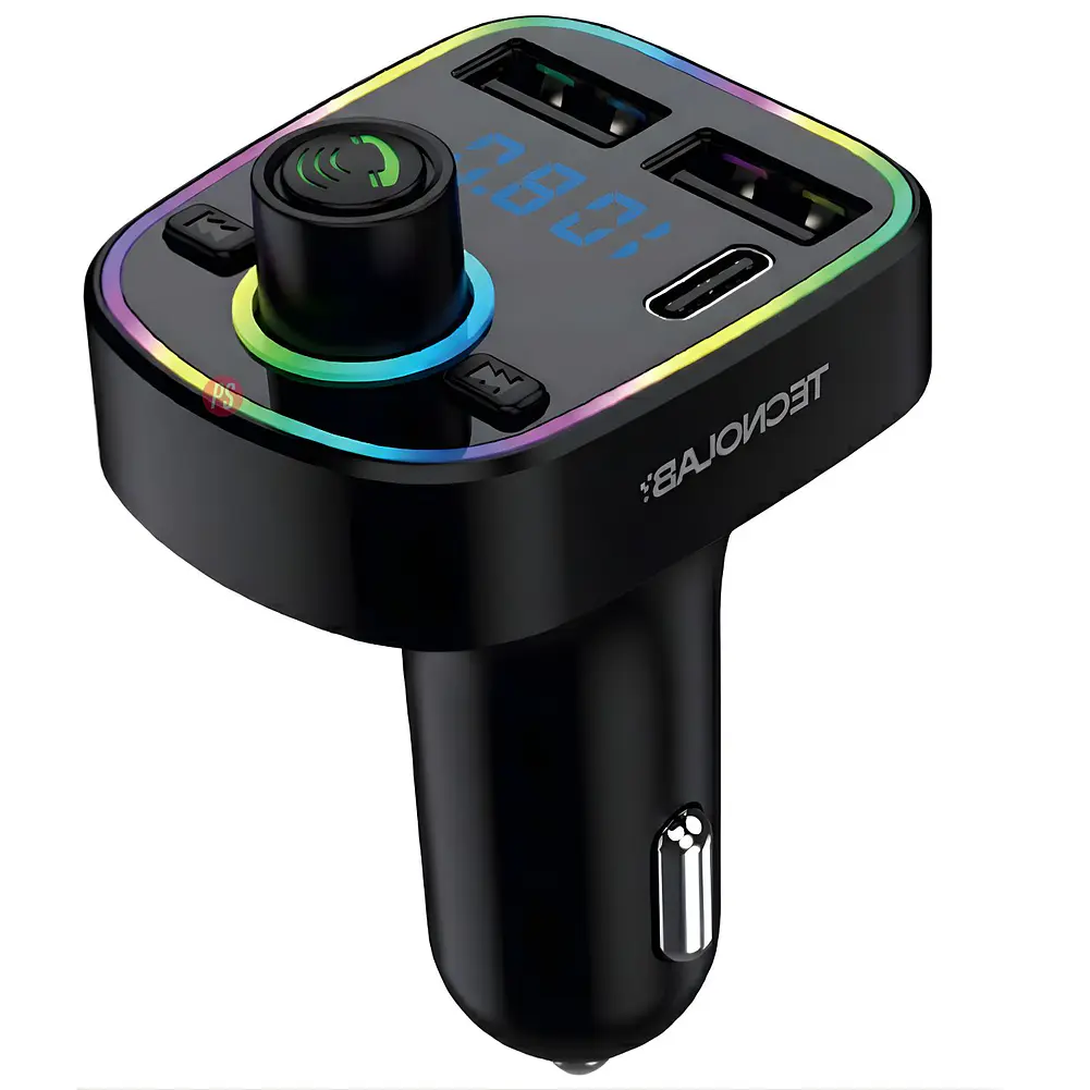 Transmisor FM Bluetooth 5.2 Auto 15.5W USB-C + 2 USB - PS 2